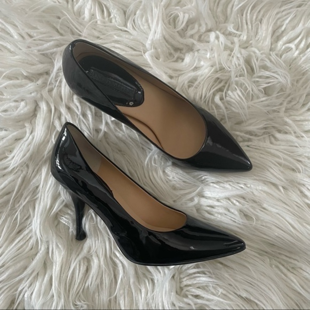 Banana Republic black patent leather pointed toe pump heel ladies‎ size 8